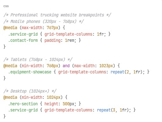 Trucking website responsive