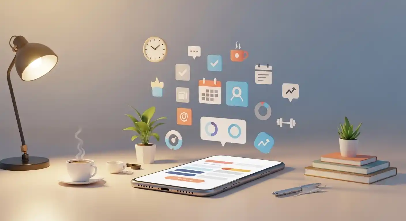 Smartphone with habit tracking icons
