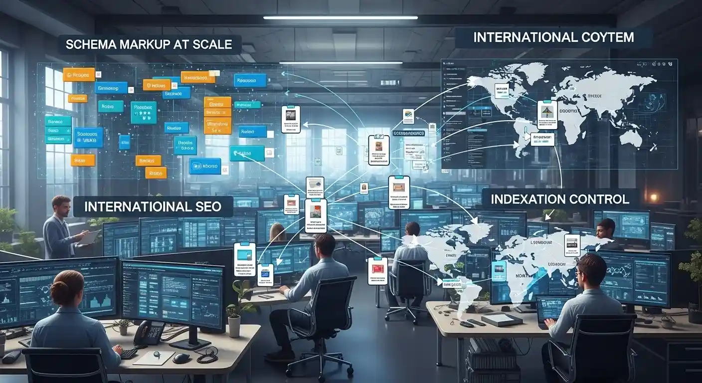 Enterprise SEO showing structured data, global SEO, and site optimization.