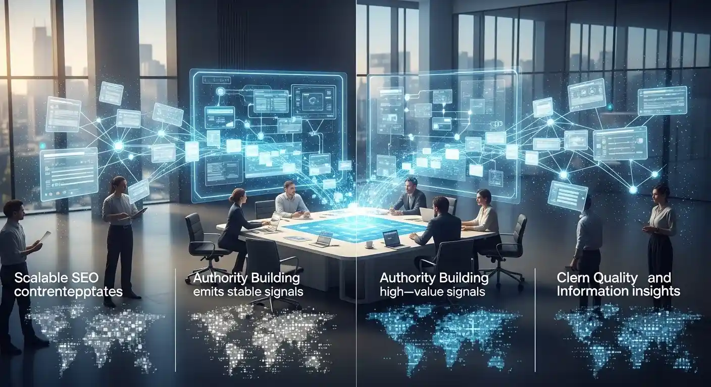 Enterprise SEO strategy showing scalable systems, authority, and content growth.