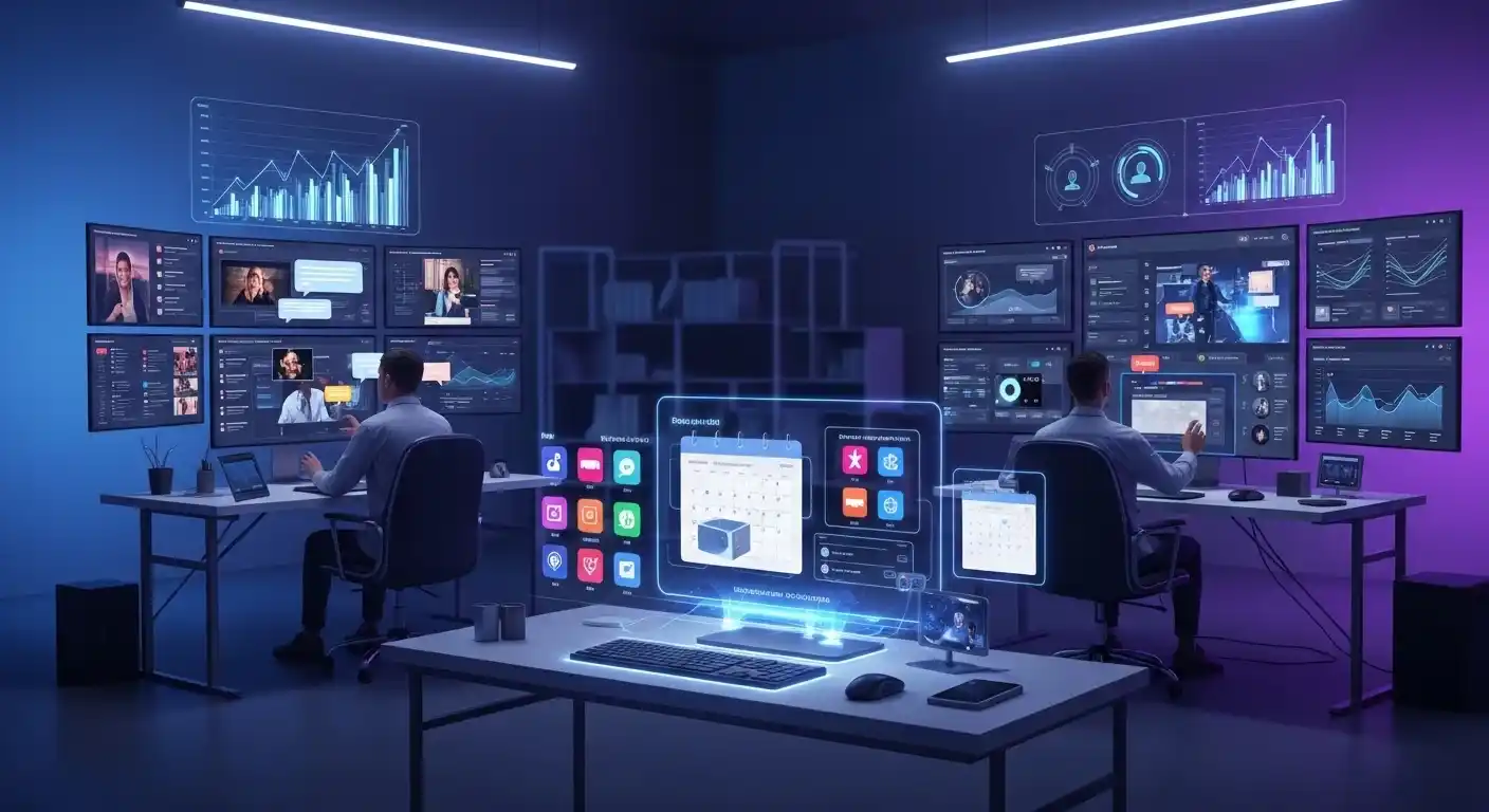 Social media automation, engagement, and analytics dashboard in action