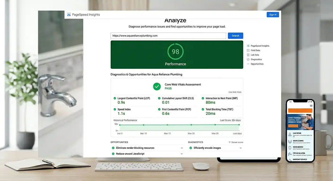 Plumbing website design speed