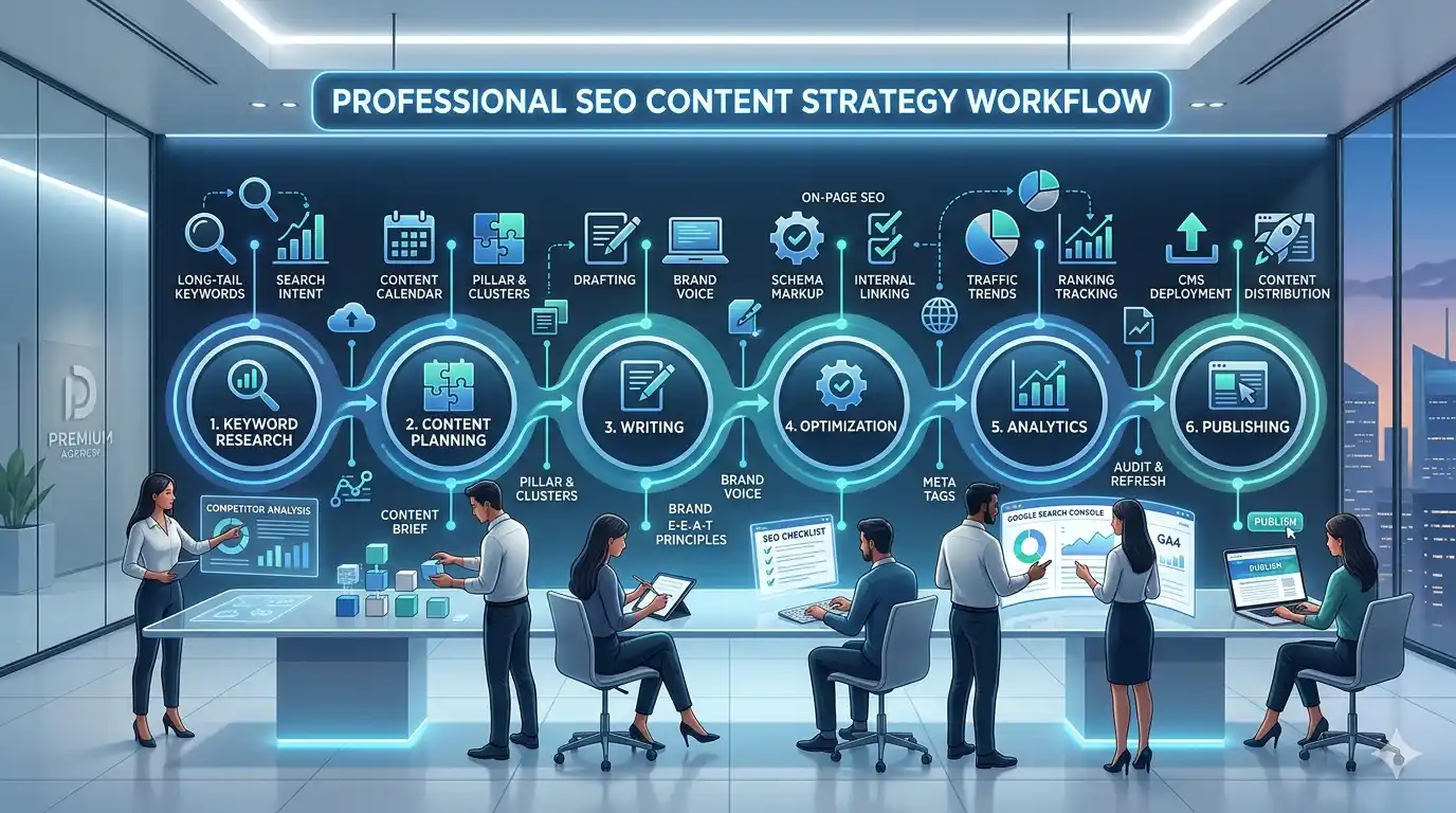 SEO content writing strategy and workflow process