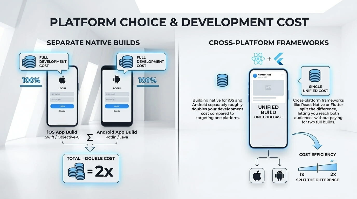 mobile app development cost comparing platform choice basic and complex apps