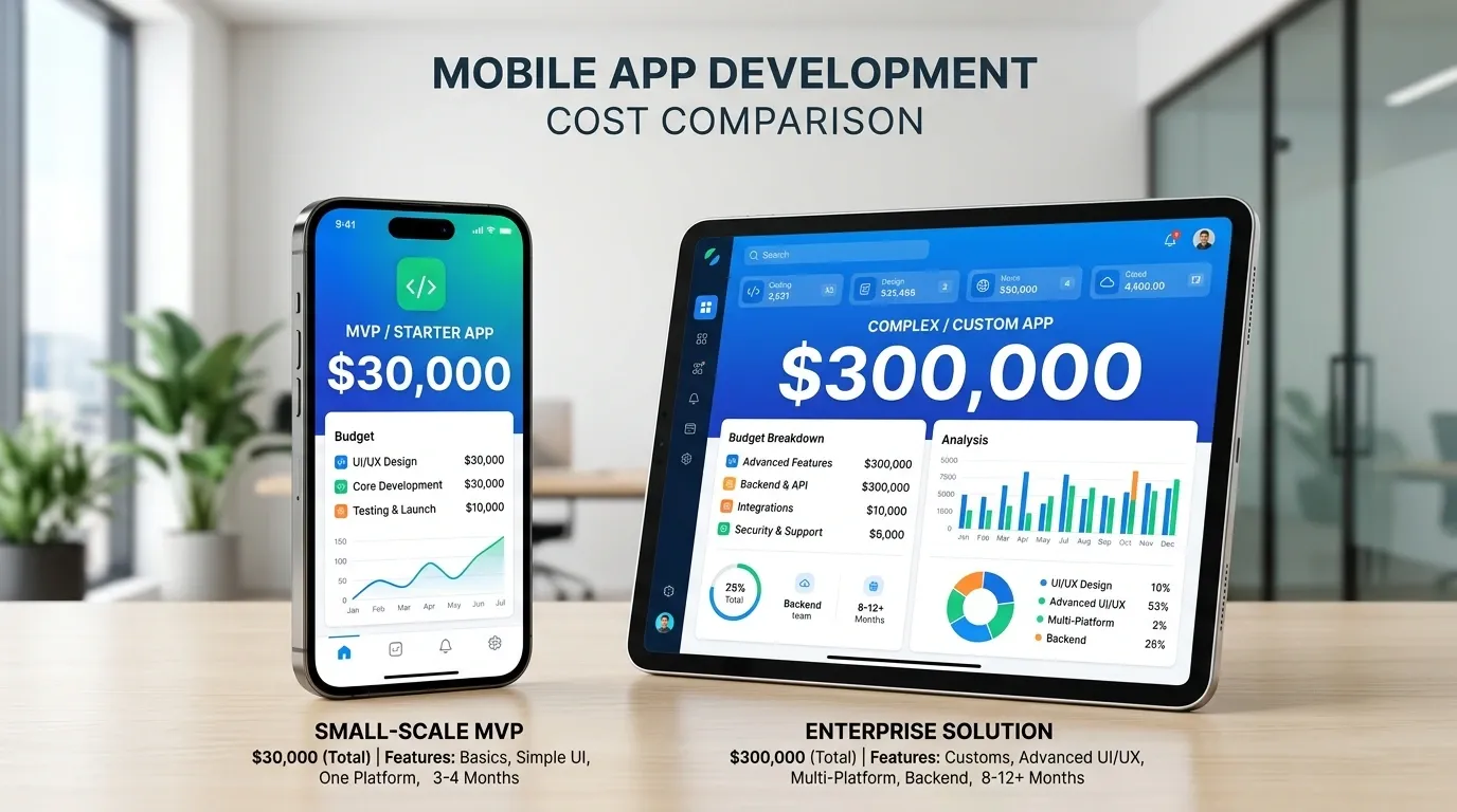 mobile app development cost mobile app cost comparison