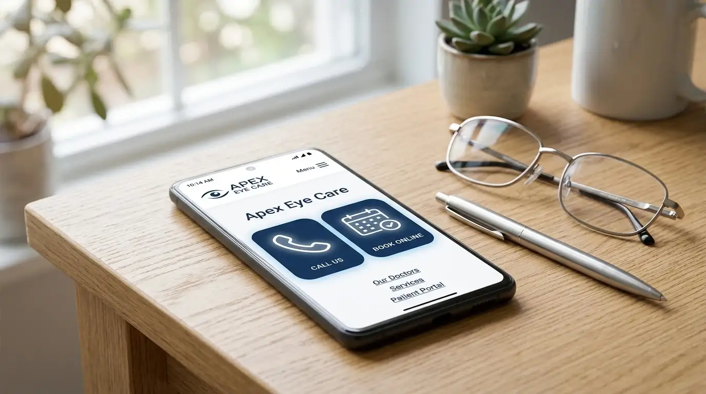 ophthalmology website design mobile-friendly ophthalmology website with click-to-call and booking button
