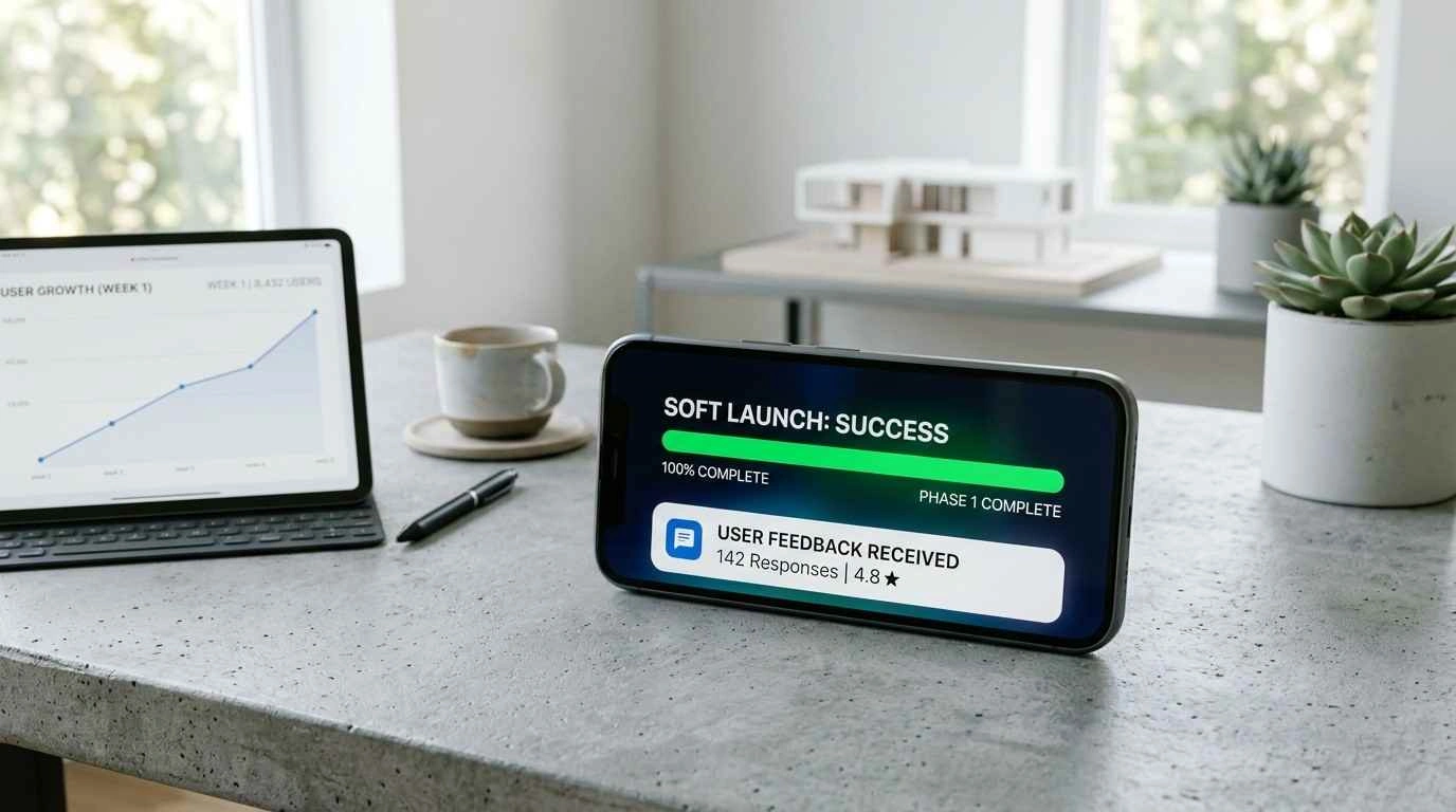 smartphone displaying custom app development for startups