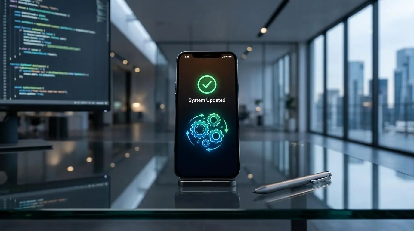 smartphone displaying system update