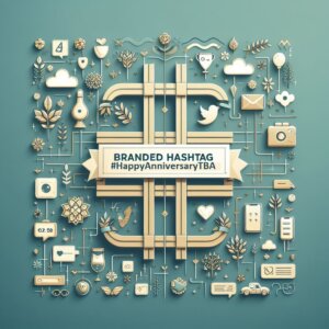 Design a branded hashtag that resonates with your brand and anniversary theme